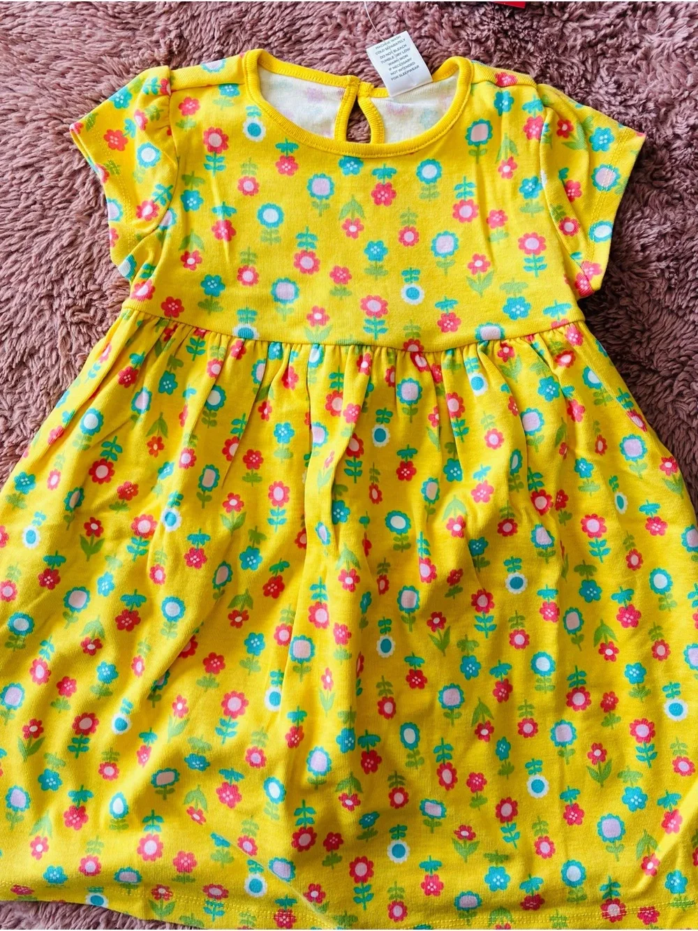 Gymboree Happy Rainbow Yellow Floral Knit Cap-Sleeve Dress